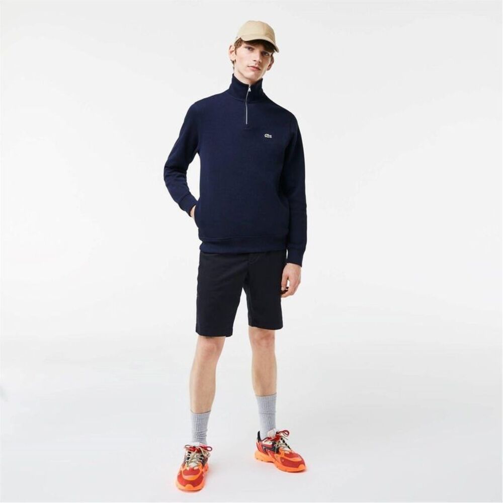 Lacoste Mens Interlock Quarter Zip Sweatshirt / Navy